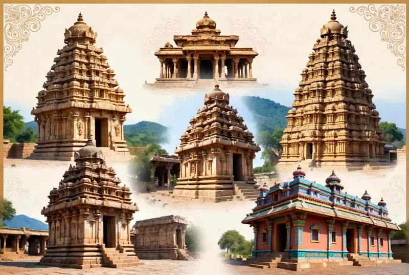 A collage of Karnataka's most iconic temples, showcasing their architectural diversity and spiritual significance